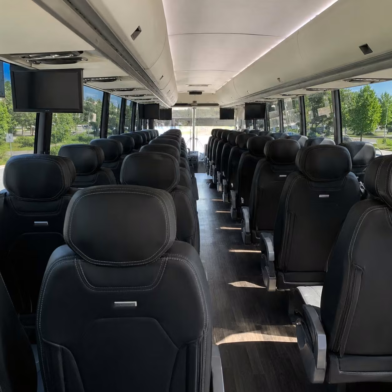 56 passenger charter bus inside