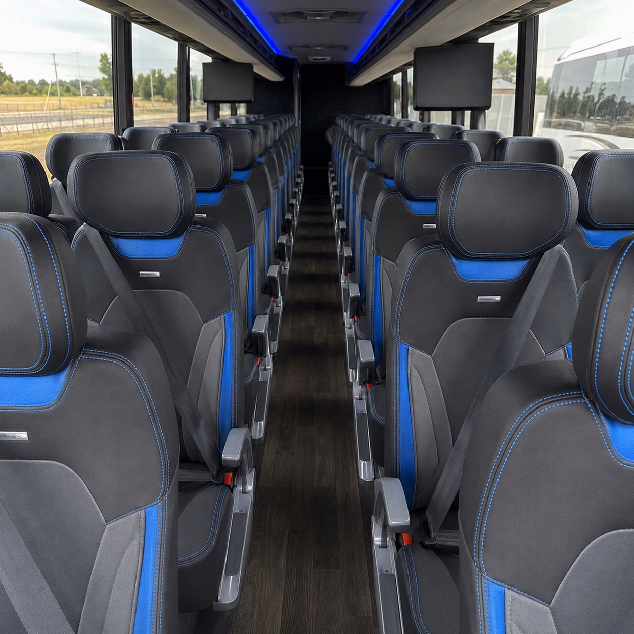 bloomington charter bus rental interior